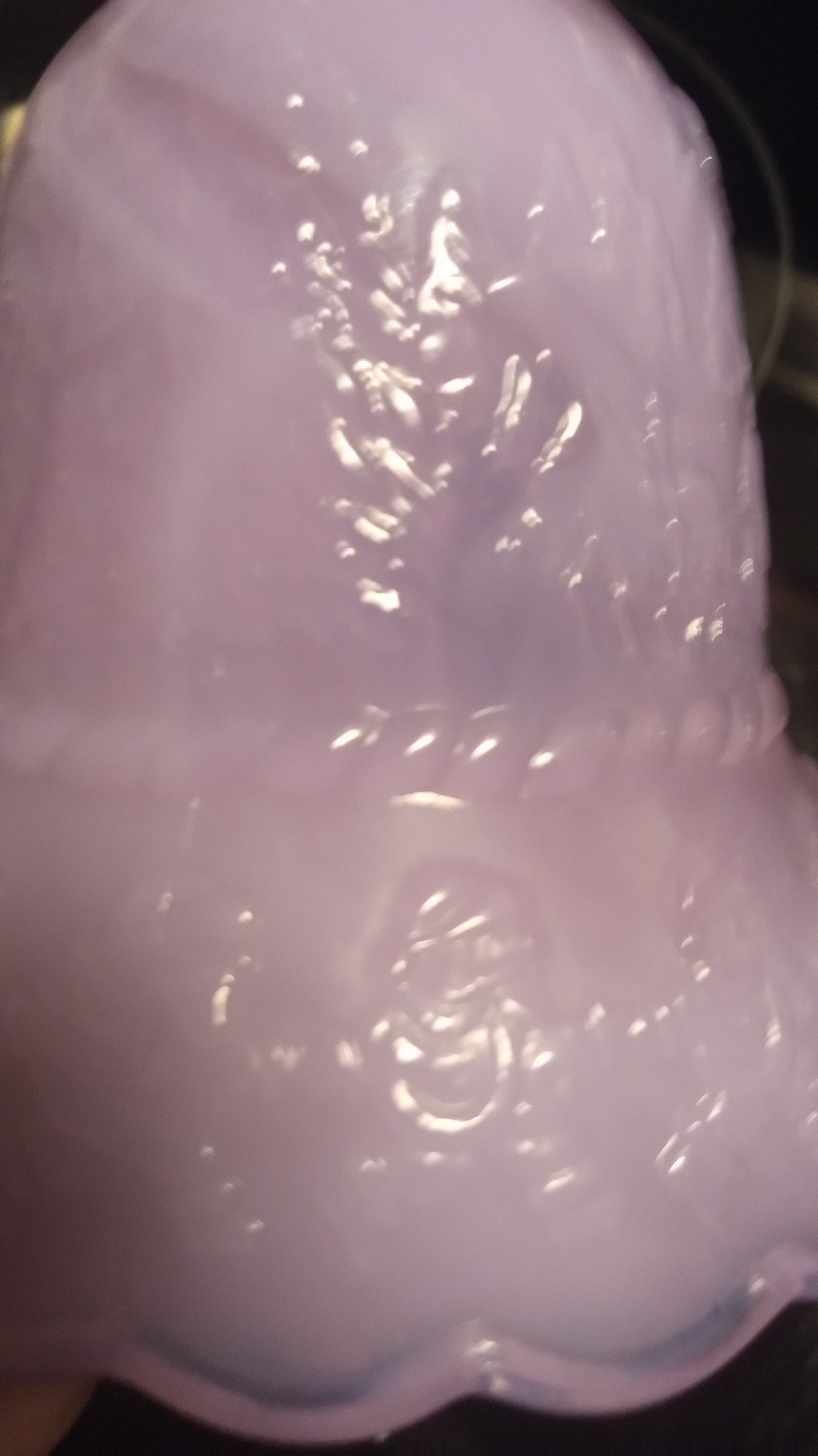 Vintage Purple Slag Glass Christmas Bell - Lavender Winter Scene Figural Art Glass