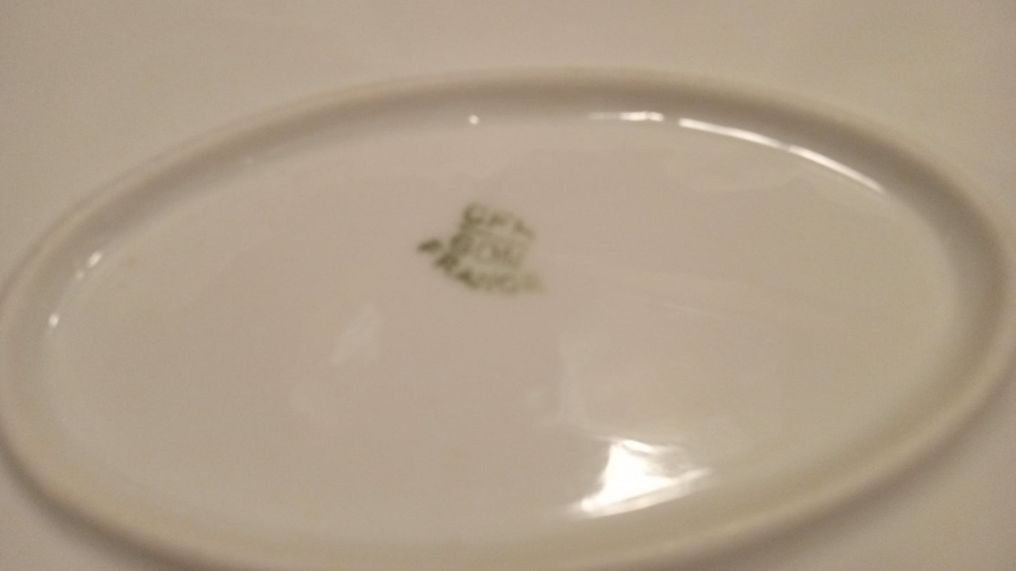 Antique Limoges Platter CFH/GDM - French Charles Field Haviland Oval Serving Dish - Sepia Floral & Gold Trim