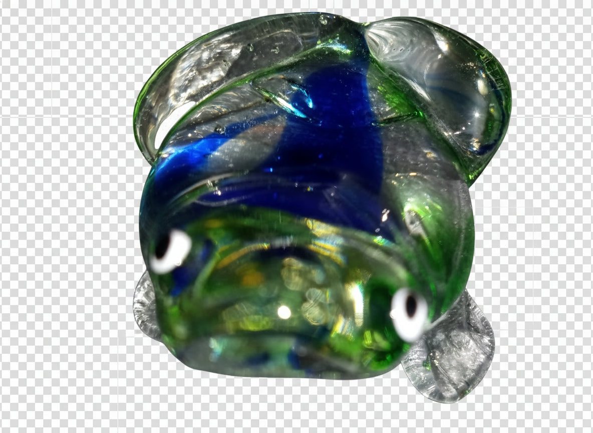 Vintage Murano-Esque Art Hand Blown Glass Blue & Green Frog Figurine