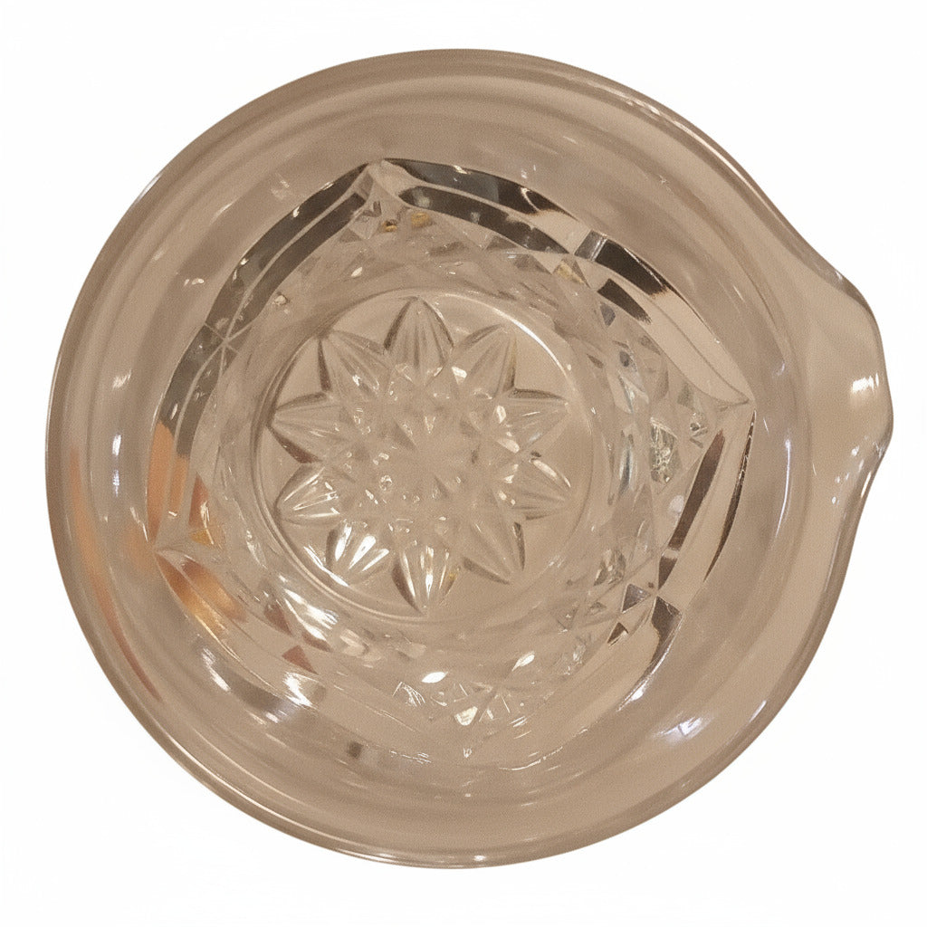 Vintage Pressed Glass Creamer | Starburst & Diamond Cut Design | Elegant 3.5" Pitcher