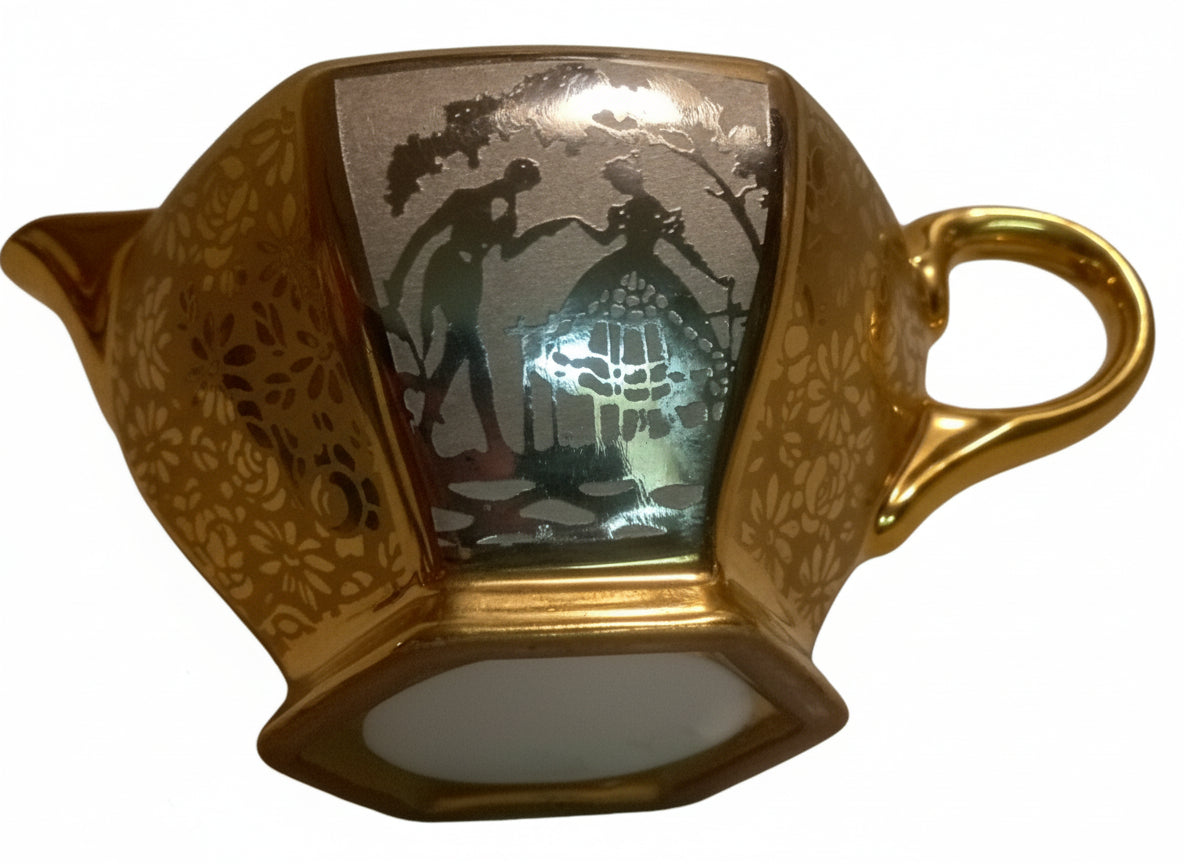 ART DECO Gold Lusterware Octagon Creamer - Japanese Sauce Boat (2" Tall, Mint Condition)