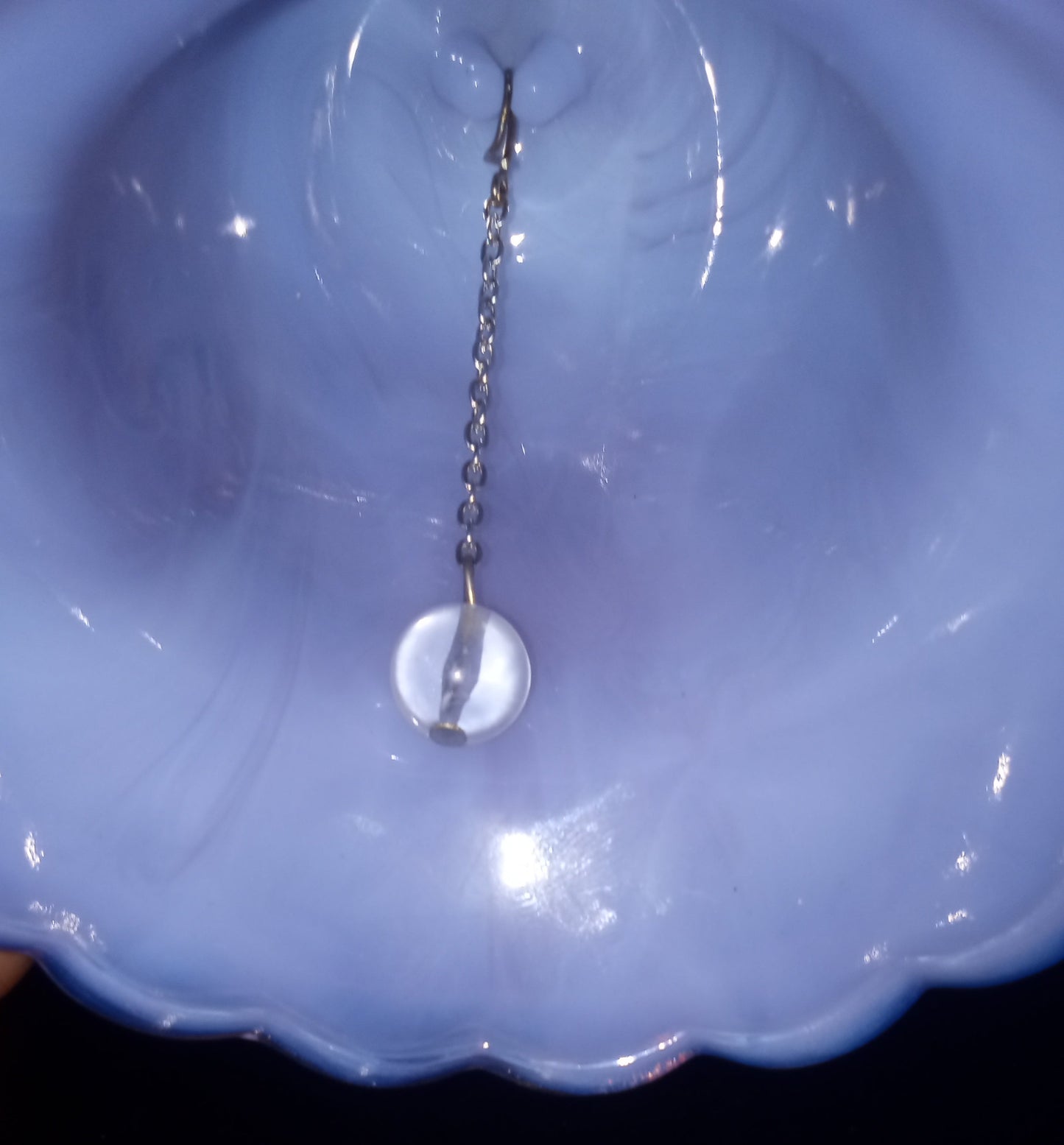 Vintage Purple Slag Glass Christmas Bell - Lavender Winter Scene Figural Art Glass