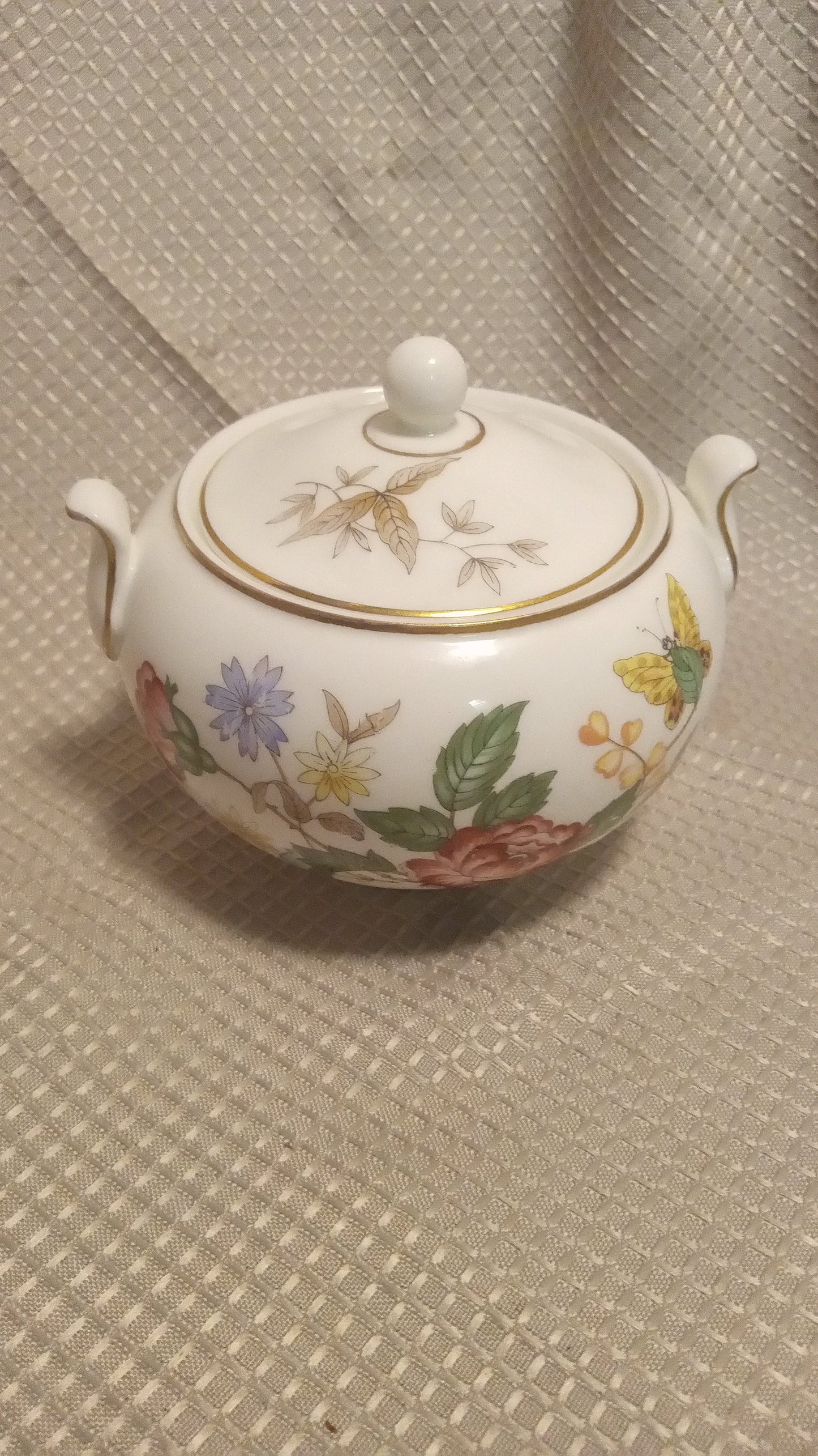 RARE Wedgwood Charnwood Covered Sugar Bowl (WD3984) - Complete Your Set! English Bone China, Floral & Butterfly Motif