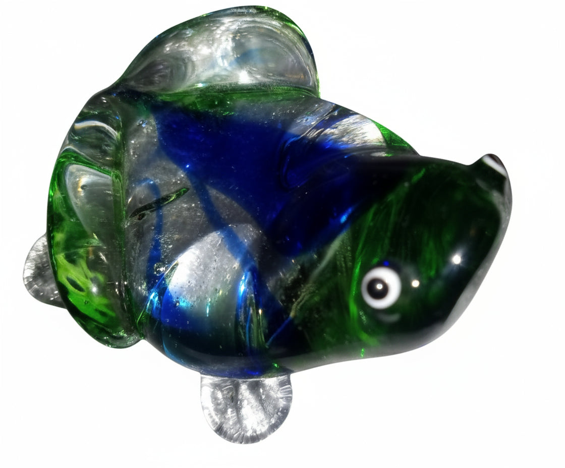 Vintage Murano-Esque Art Hand Blown Glass Blue & Green Frog Figurine