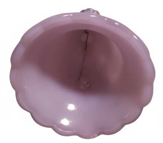 Vintage Purple Slag Glass Christmas Bell - Lavender Winter Scene Figural Art Glass