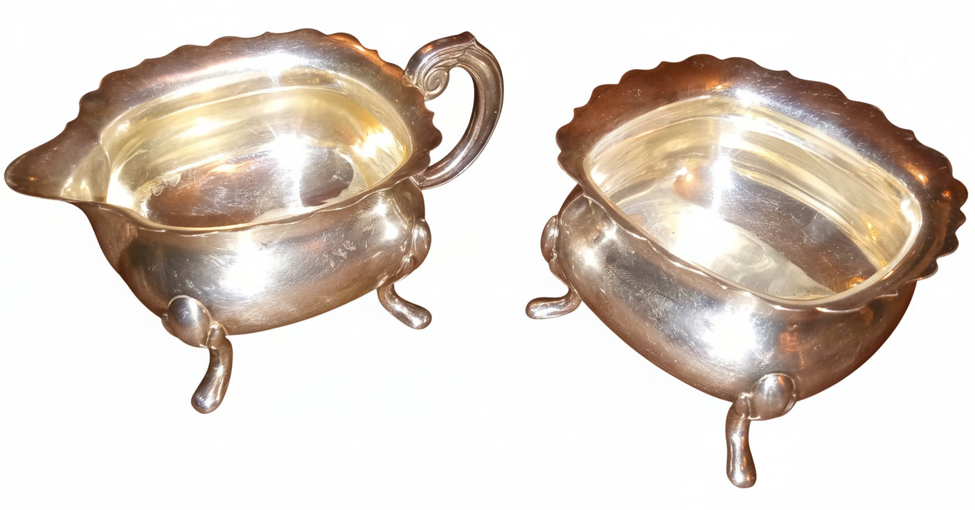 Antique Silverplate Sugar & Creamer Set | Made in Sweden