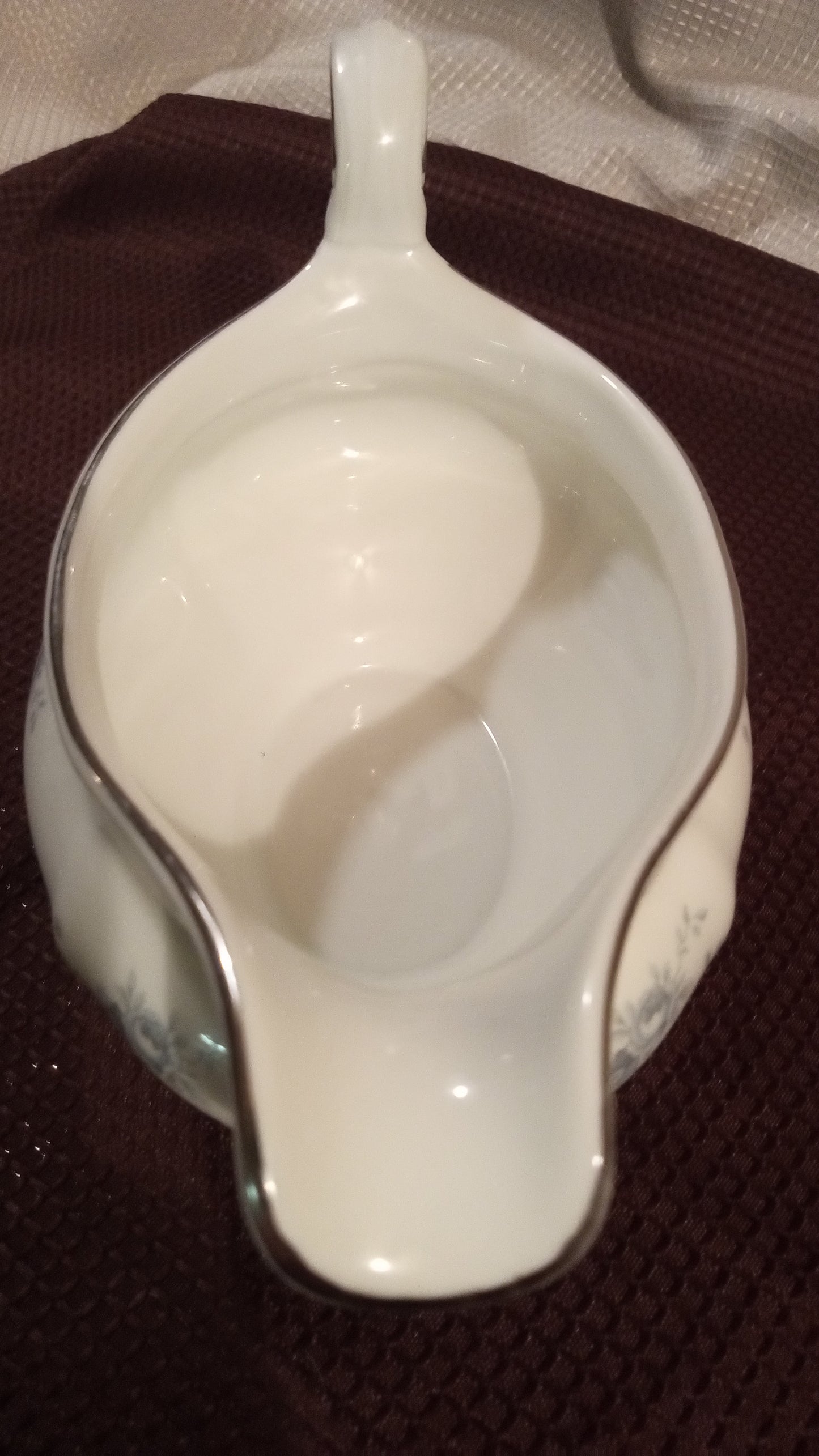 MINT! Johann Haviland 'Blue Garland' Gravy Boat w/Underplate 🕊️ FREE SHIPPING! Bavaria Germany Platinum Trim