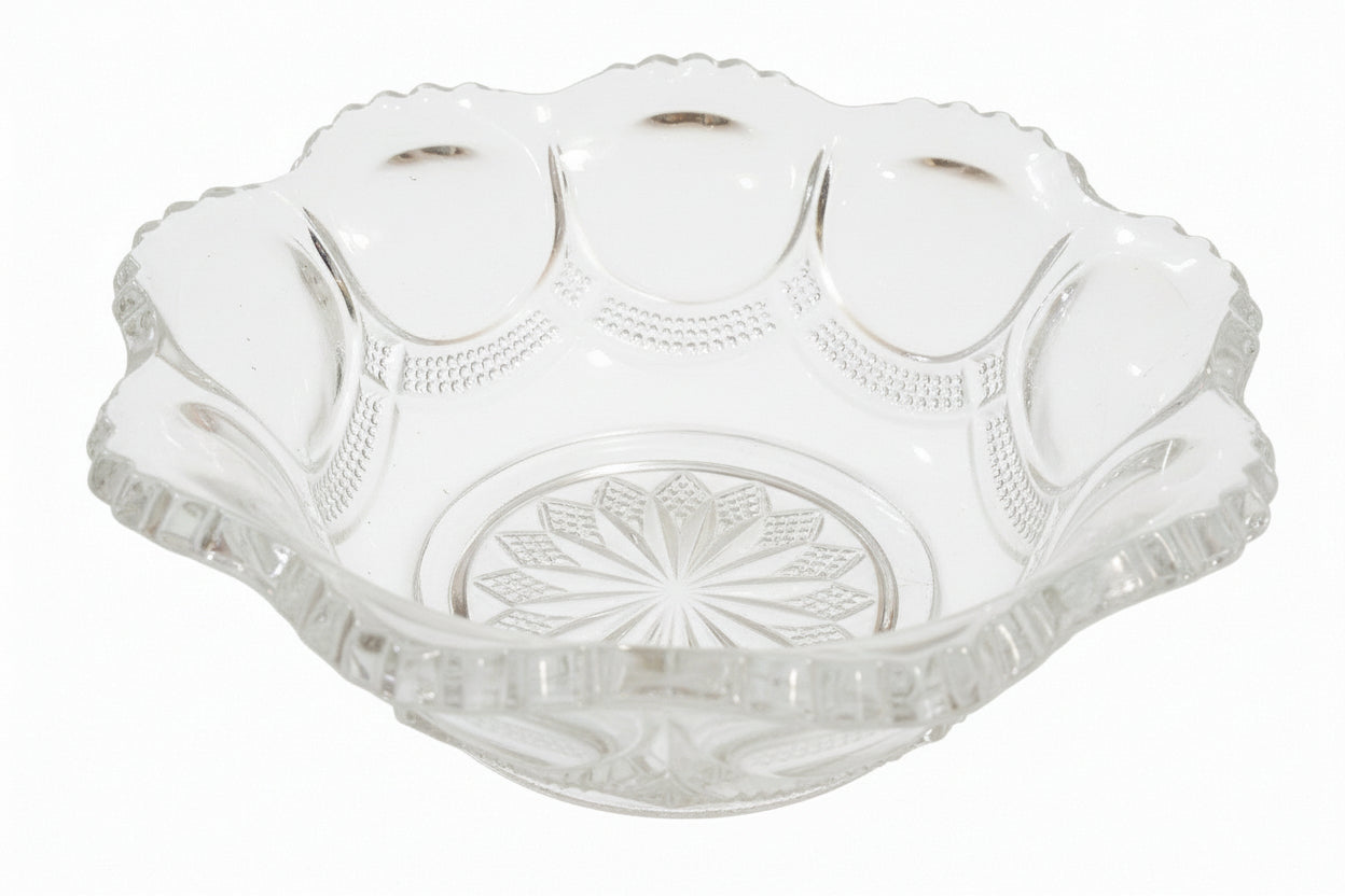 Antique EAPG US Glass “Oregon” Beaded Loop Berry Bowl (c. 1901) | Rare Mint No. 15073 | 4.5” States Series Sawtooth Rim | Edwardian Pressed Glass Survivor