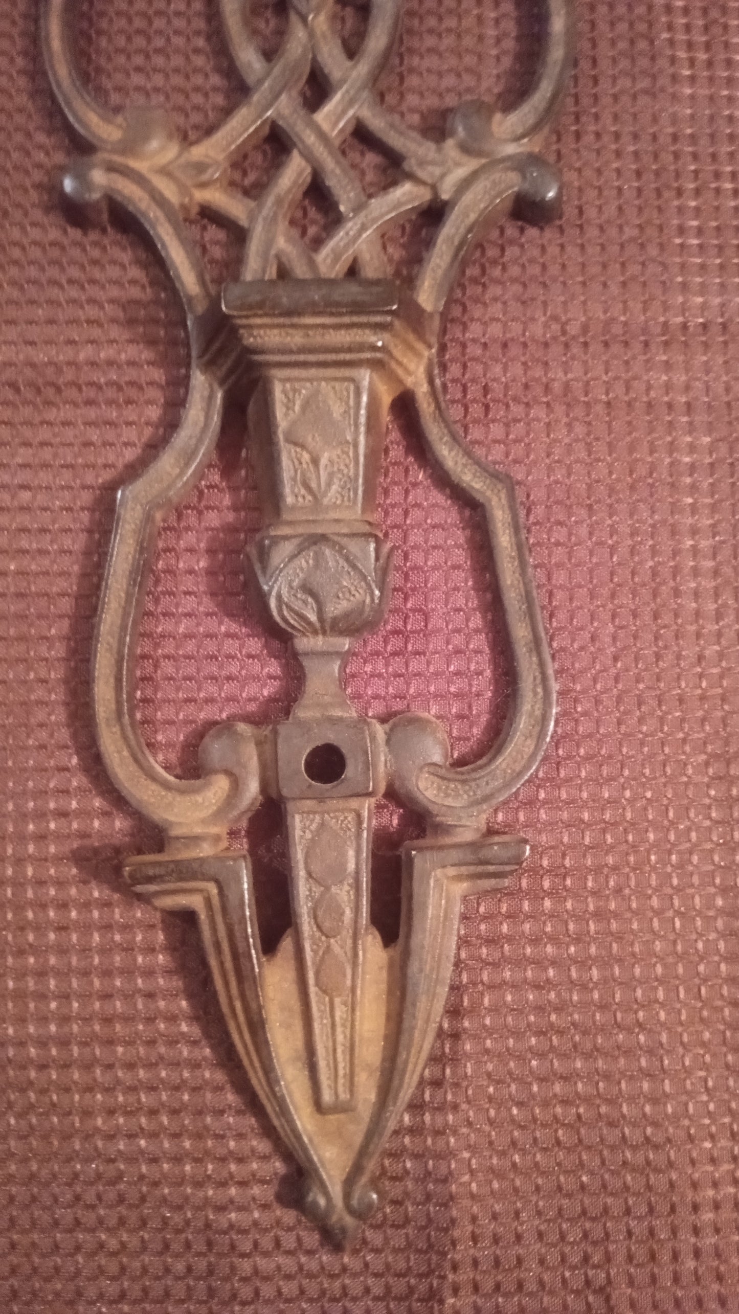 Vintage Ornate Cast Iron Drawer Pull Handle Escutcheon Victorian Style Hardware