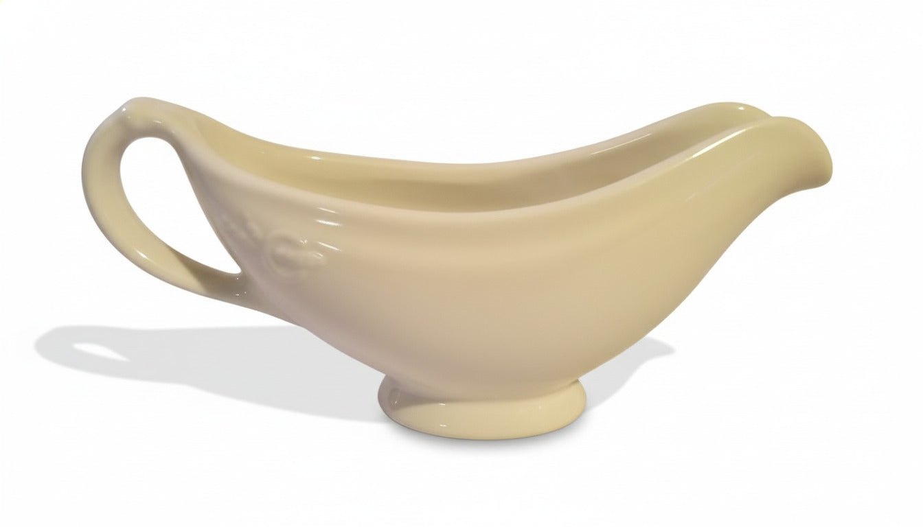 Vintage HALL China White Ceramic Gravy Boat Mid-Century Modern Diner Ware USA