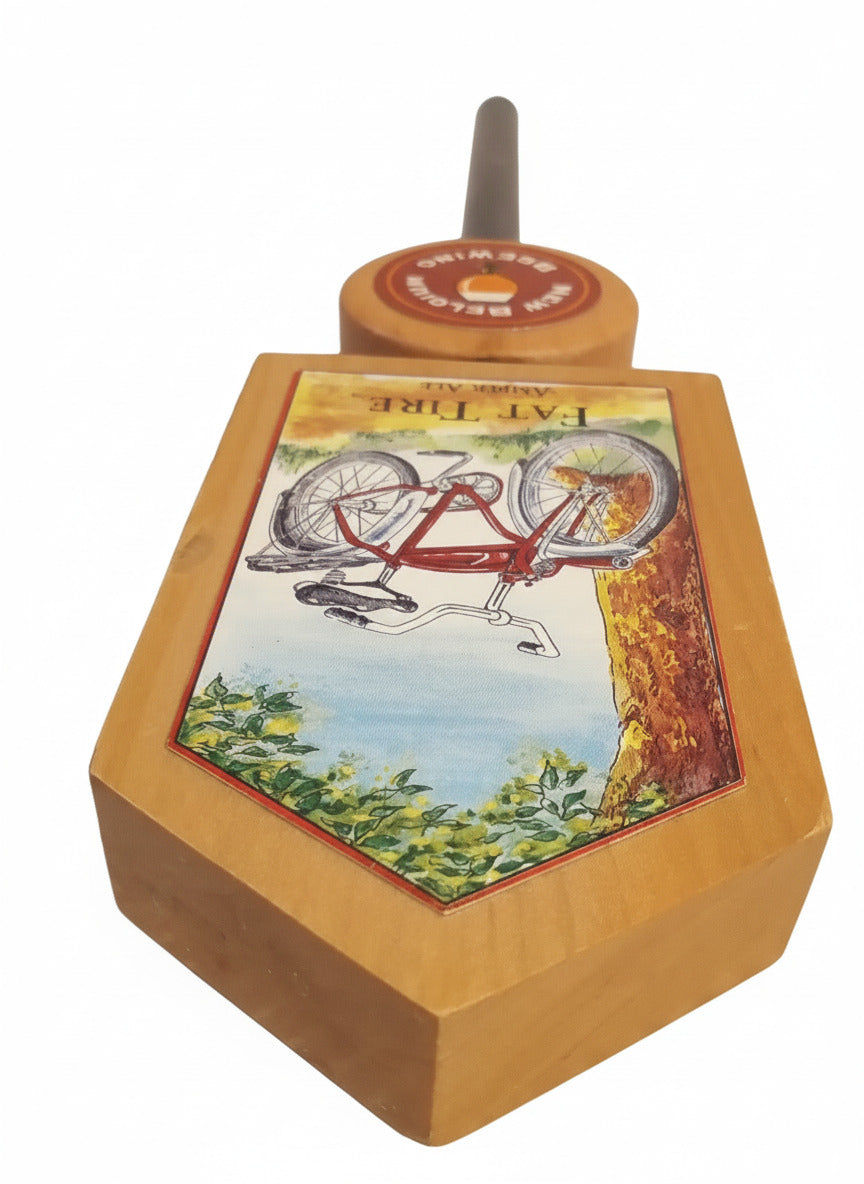 EXCELLENT! Vintage New Belgium FAT TIRE Amber Ale Wood Tap Handle | Iconic Bicycle Design 12"
