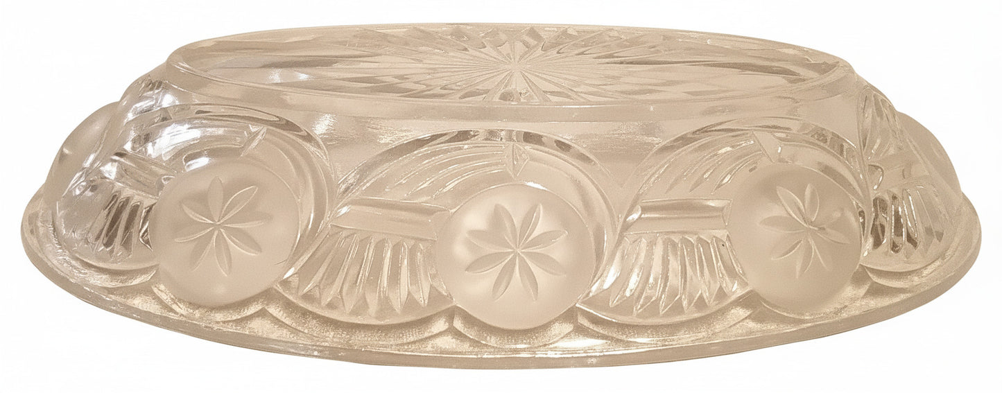 Vintage Frosted Starburst Glass Relish Dish | EAPG Celery Tray | Oval Vanity Bowl