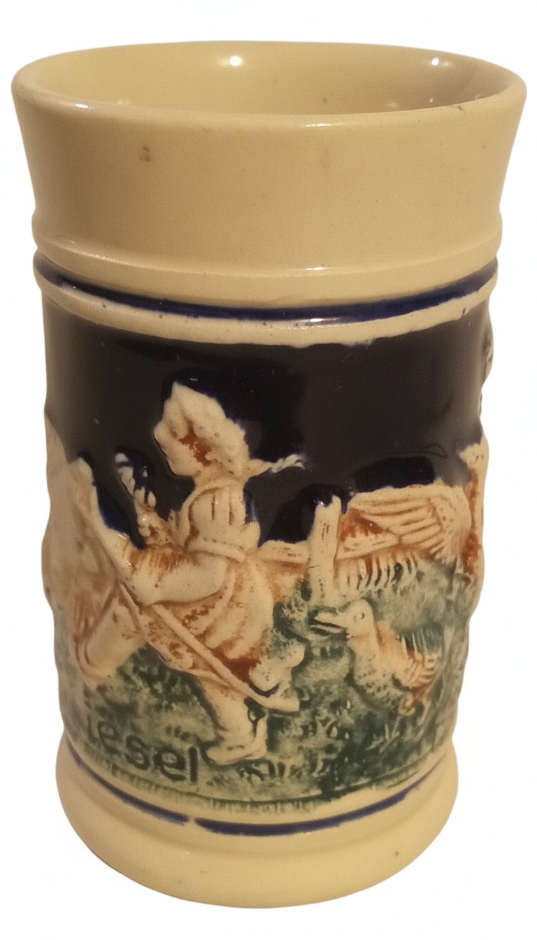 West Germany Miniature Gänseliesel Stein | 1950s Cold War Souvenir Mug | Rare Goose Girl Relief Stoneware