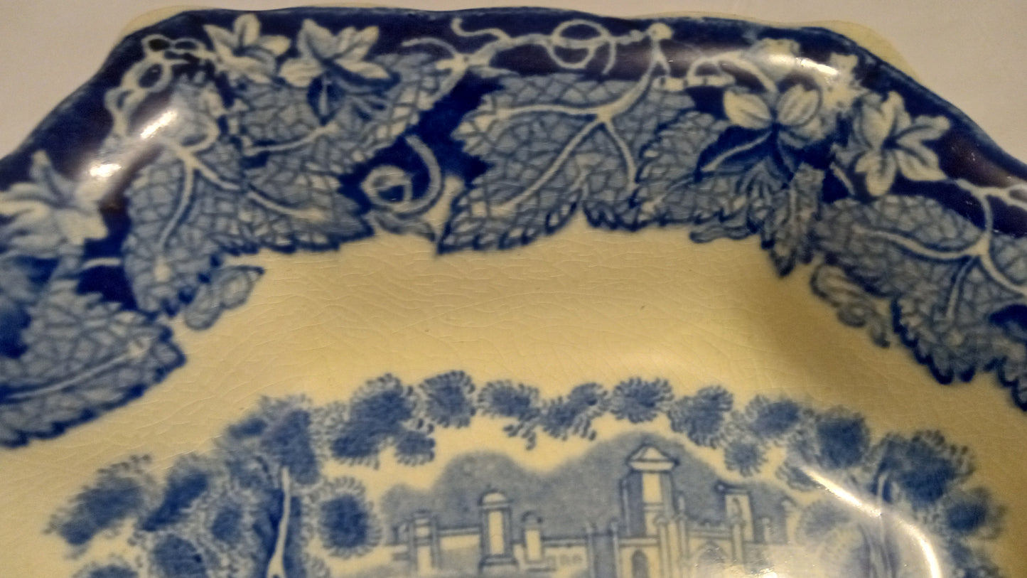 Antique Mason's Ironstone VISTA Small Serving Dish | Blue Transferware Octagonal Relish Bowl | 7" England Collector Quality