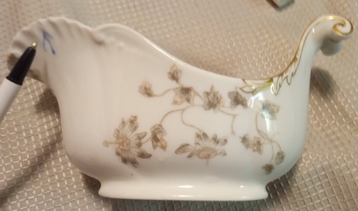 STEAL! Antique Limoges CFH GDM Gravy Boat (1882-1900), Gold Floral Sauce Boat, RARE French Porcelain