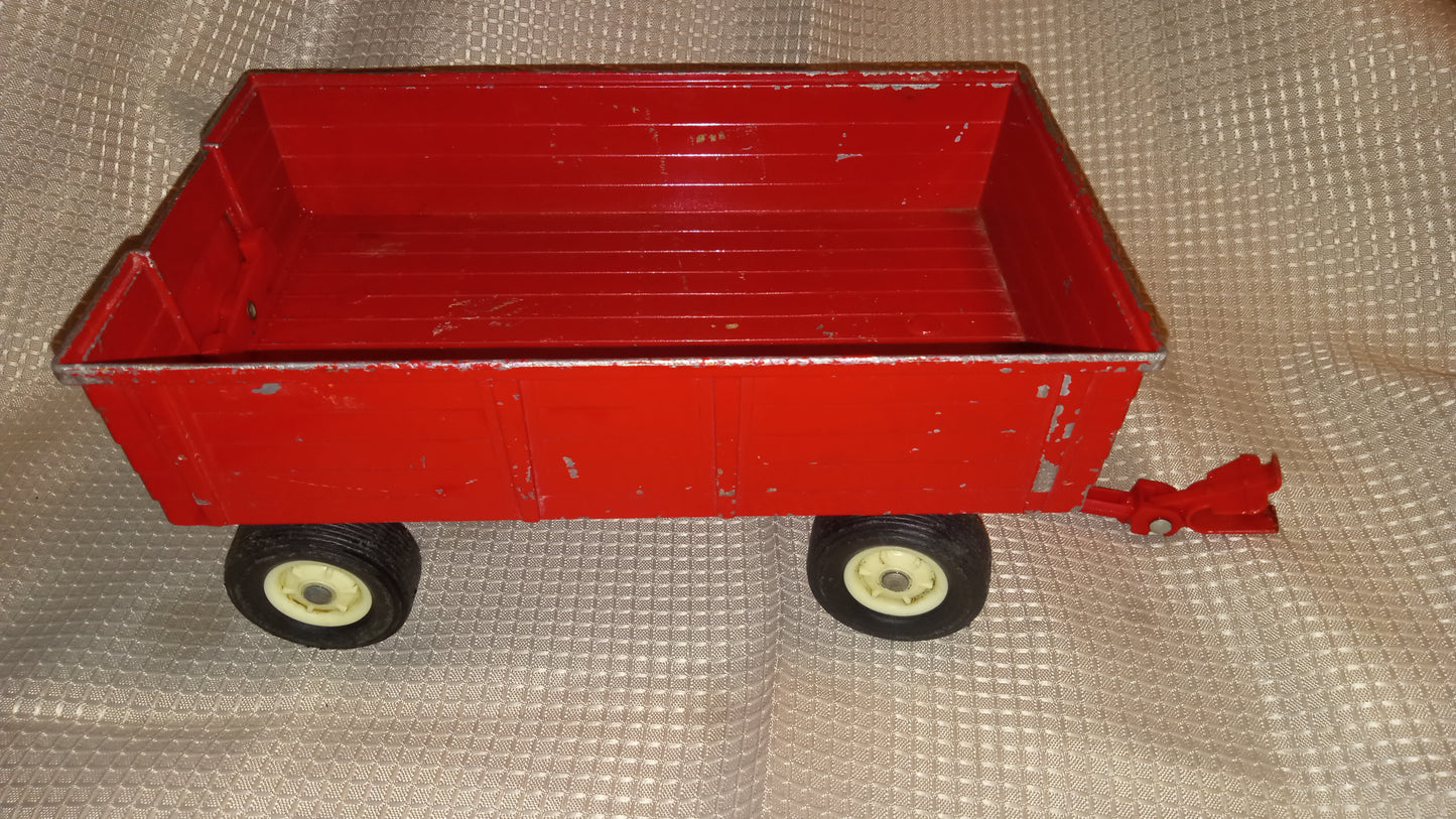 Vintage ERTL Red Dump Wagon 1:16 Scale - Dyersville Iowa Farm Toy - Metal / Pressed Steel