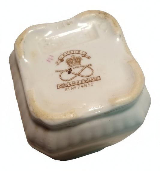 AUTHENTIC 1887 Antique English Ironstone Jar/Spill Vase | Wood & Son "Rustic" Pattern, Victorian Era