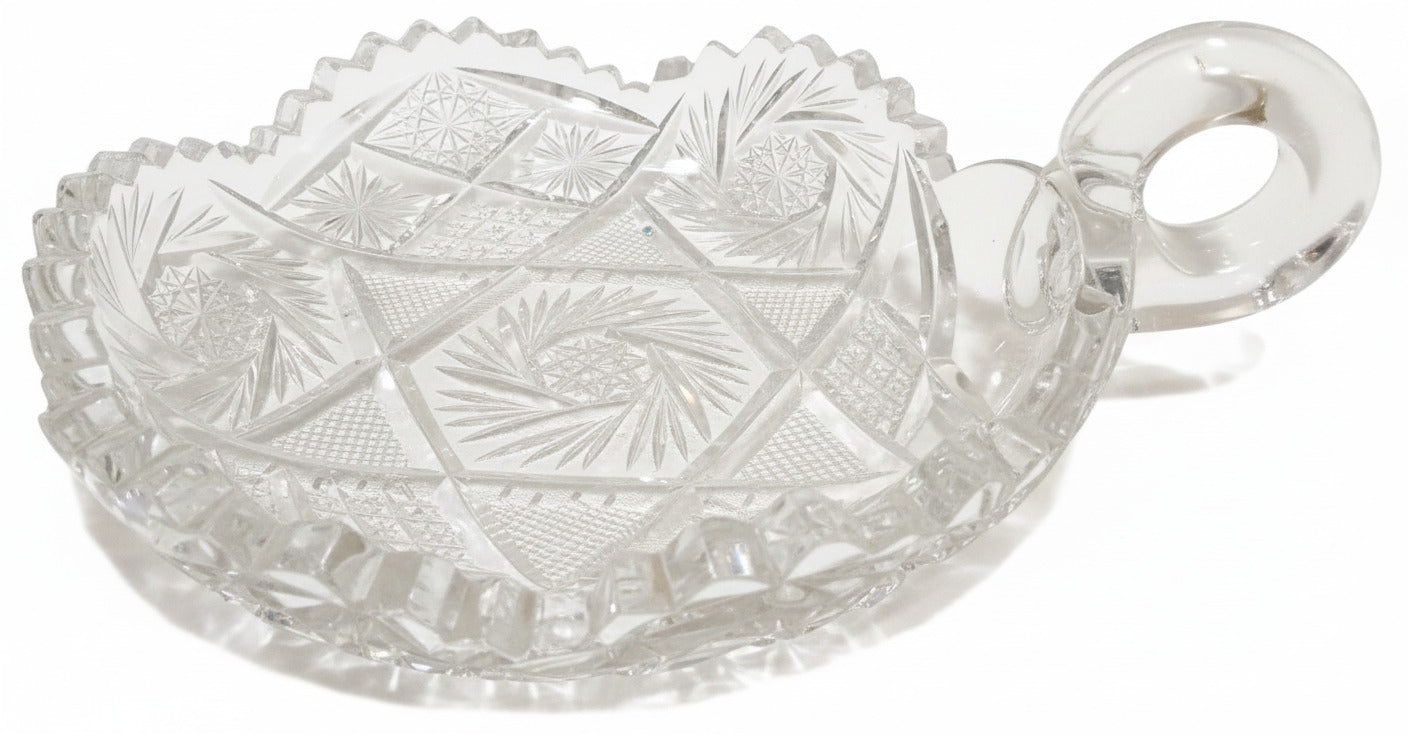 125+ Year Old American Brilliant Cut Glass Nappy Dish | Antique Crystal Serving Bowl with Handle | Rare Early 1900s ABP Collector’s Gem