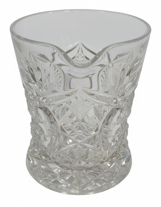 Vintage Pressed Glass Creamer | Starburst & Diamond Cut Design | Elegant 3.5" Pitcher