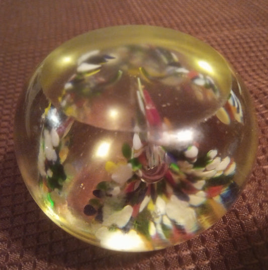 Vibrant Confetti Millefiori Glass Paperweight Art