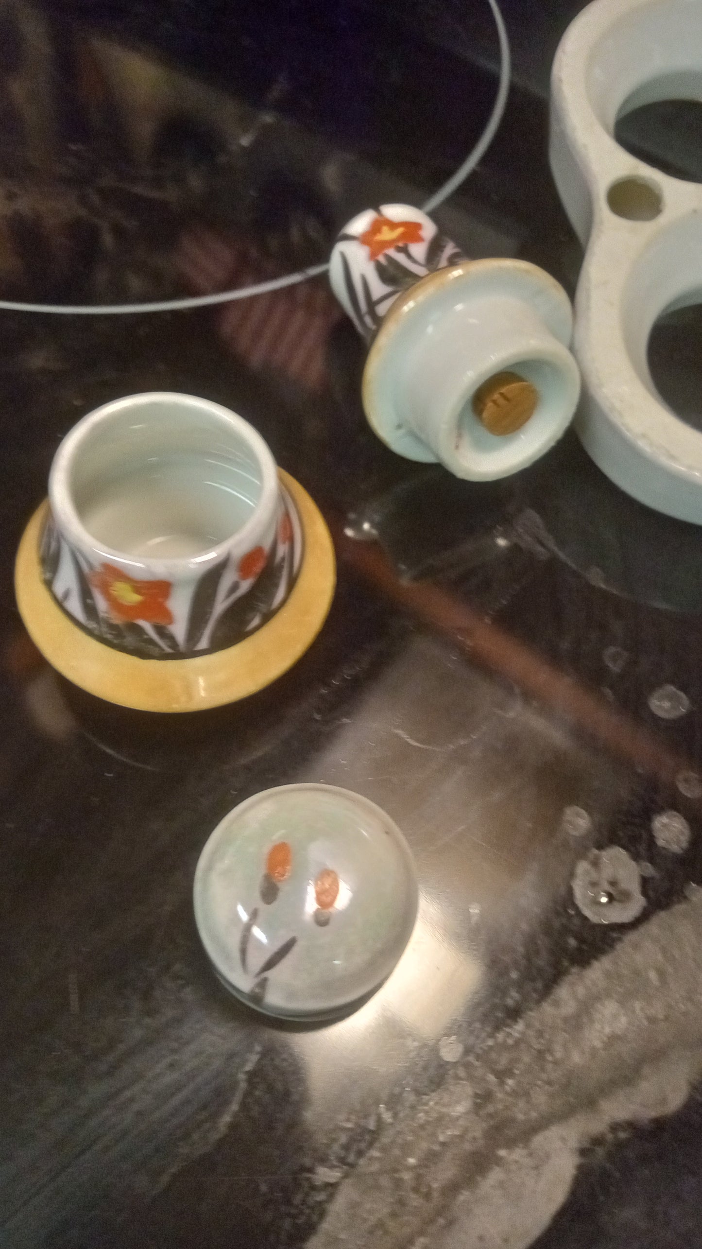 Adorable Mid-Century Kitchen Trio! Japanese Salt, Pepper & Condiment Caddy with Handle