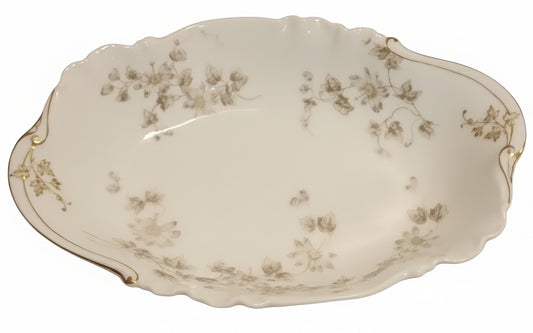 🇫🇷 Antique Limoges France CFH GDM Oval Serving Dish 1882-1900, Gold Floral Nappy Bowl