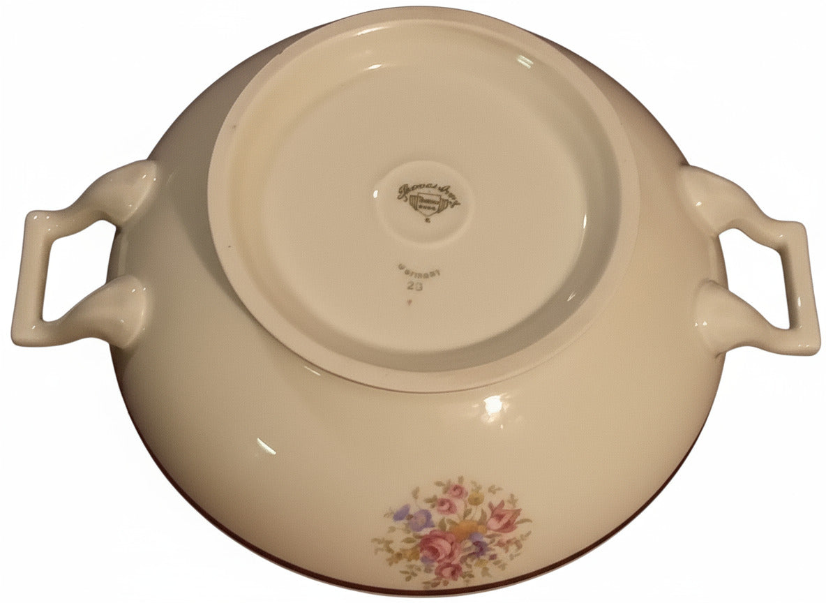 Thomas Ivory Bavaria 'Evelyn' 10" Serving Bowl (1939-1952) | Antique German China Vegetable Nappy w/ Gold
