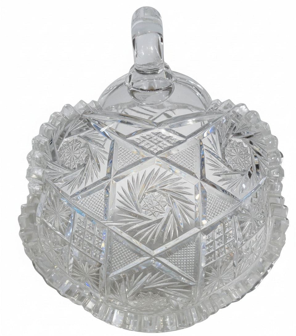 125+ Year Old American Brilliant Cut Glass Nappy Dish | Antique Crystal Serving Bowl with Handle | Rare Early 1900s ABP Collector’s Gem