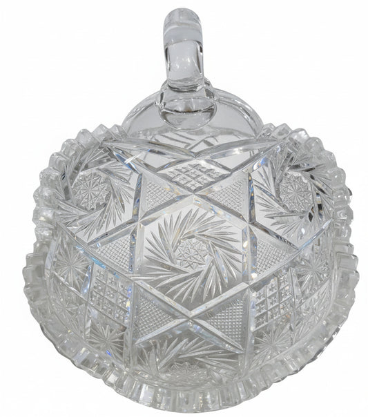 125+ Year Old American Brilliant Cut Glass Nappy Dish | Antique Crystal Serving Bowl with Handle | Rare Early 1900s ABP Collector’s Gem