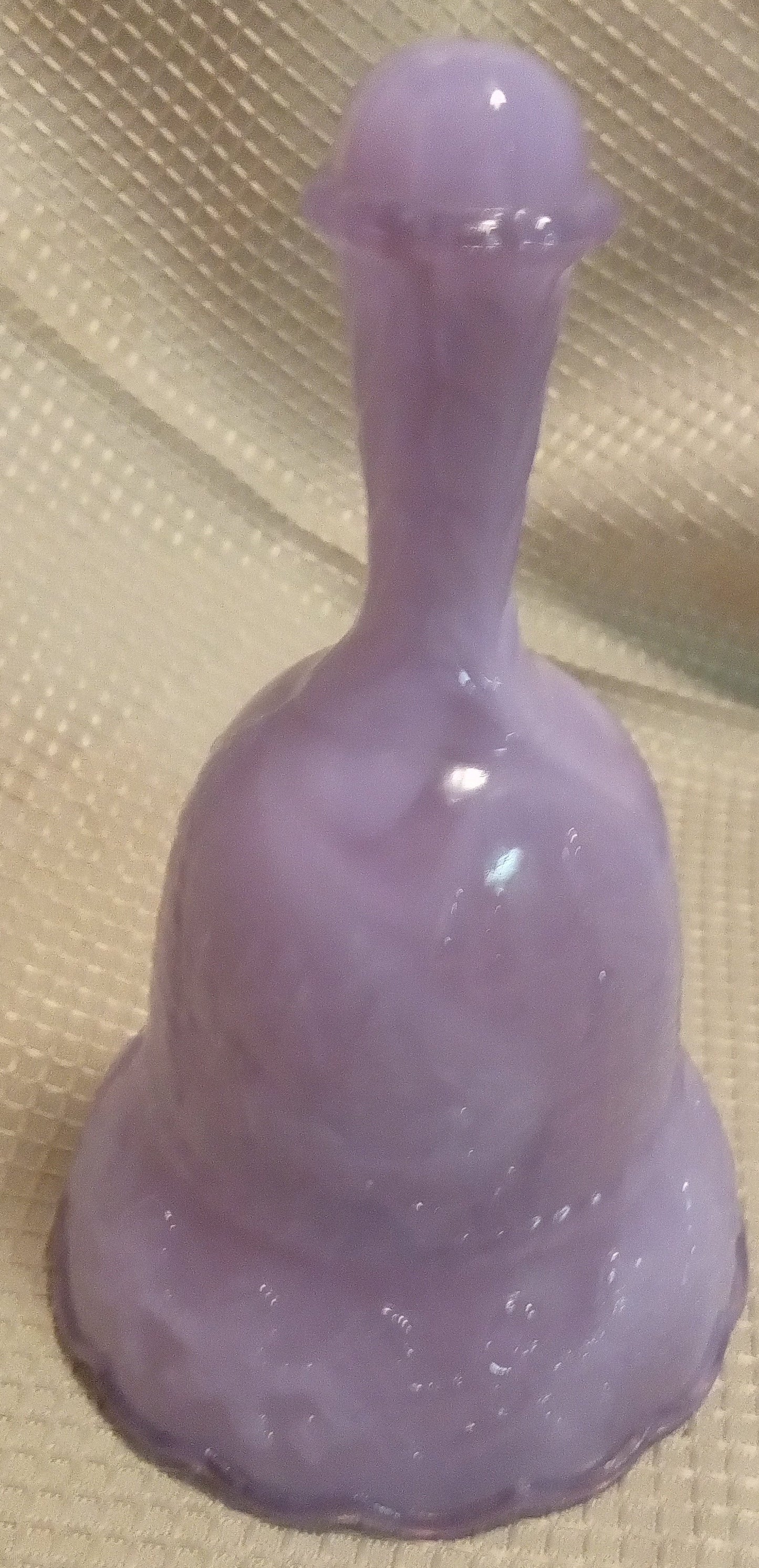 Vintage Purple Slag Glass Christmas Bell - Lavender Winter Scene Figural Art Glass