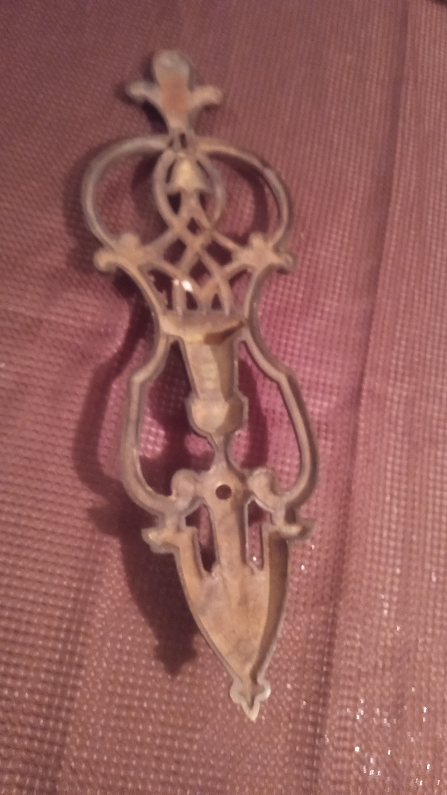 Vintage Ornate Cast Iron Drawer Pull Handle Escutcheon Victorian Style Hardware