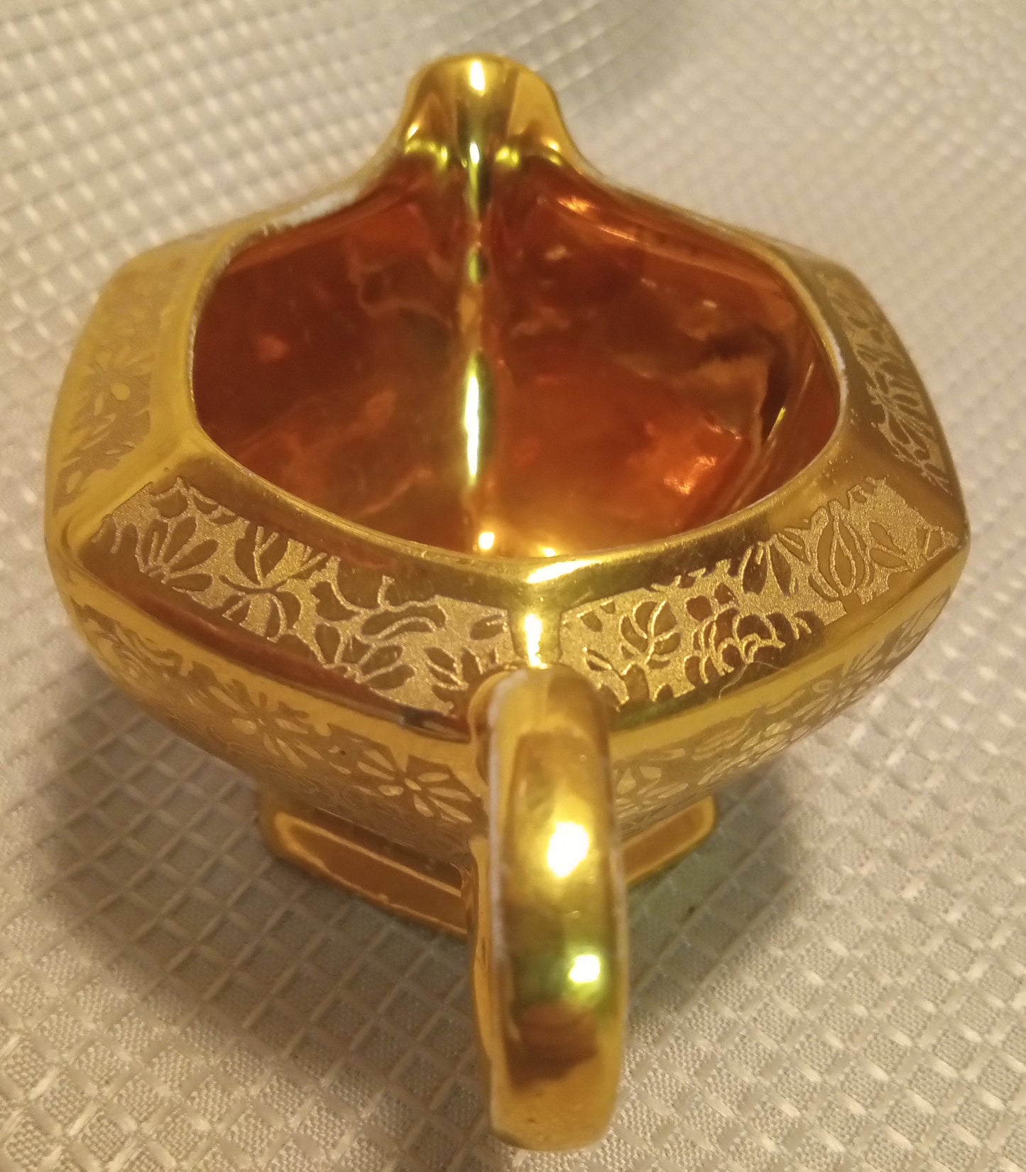 ART DECO Gold Lusterware Octagon Creamer - Japanese Sauce Boat (2" Tall, Mint Condition)