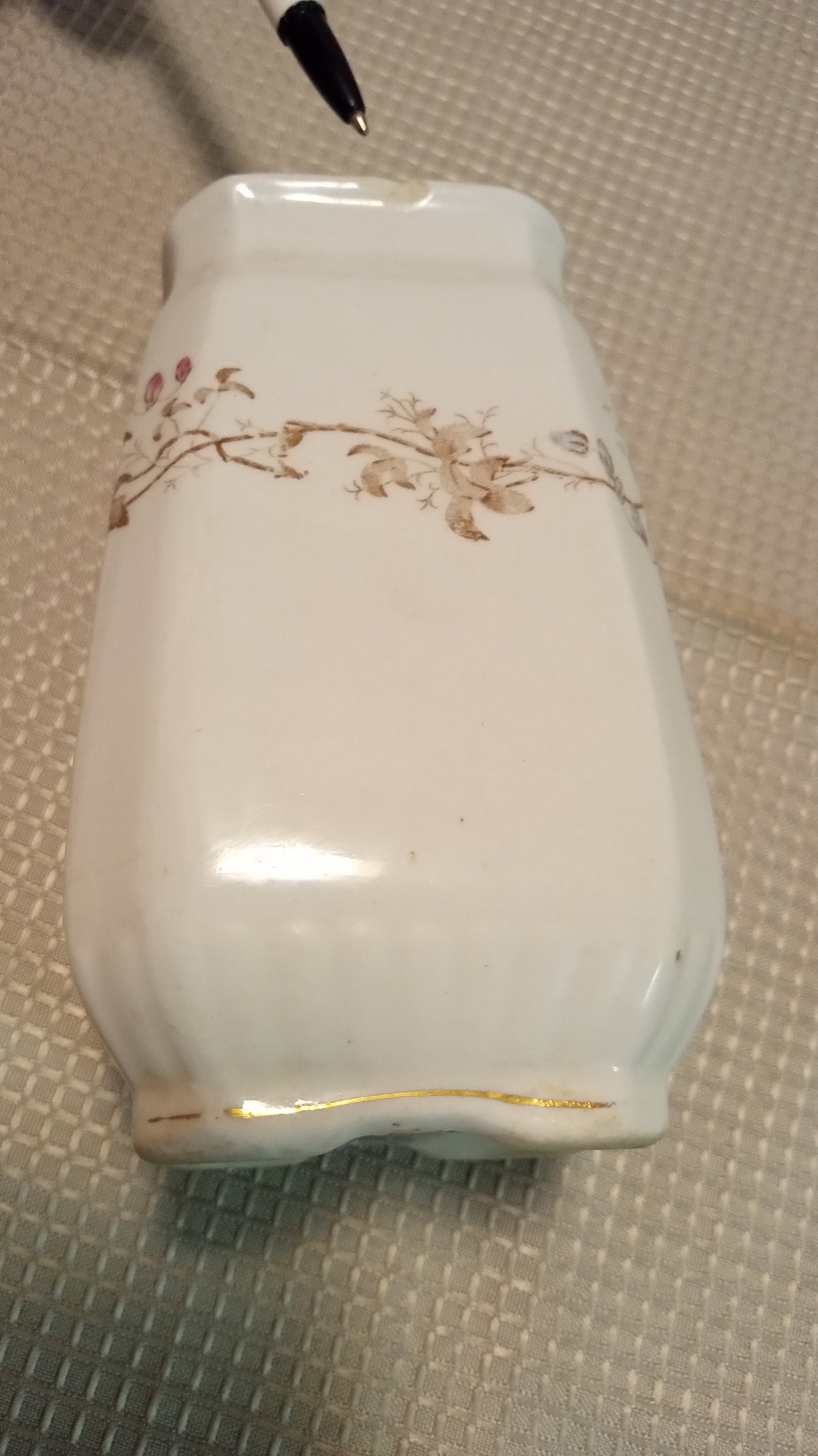 AUTHENTIC 1887 Antique English Ironstone Jar/Spill Vase | Wood & Son "Rustic" Pattern, Victorian Era