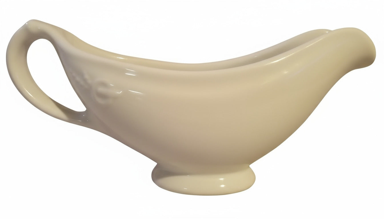 Vintage HALL China White Ceramic Gravy Boat Mid-Century Modern Diner Ware USA