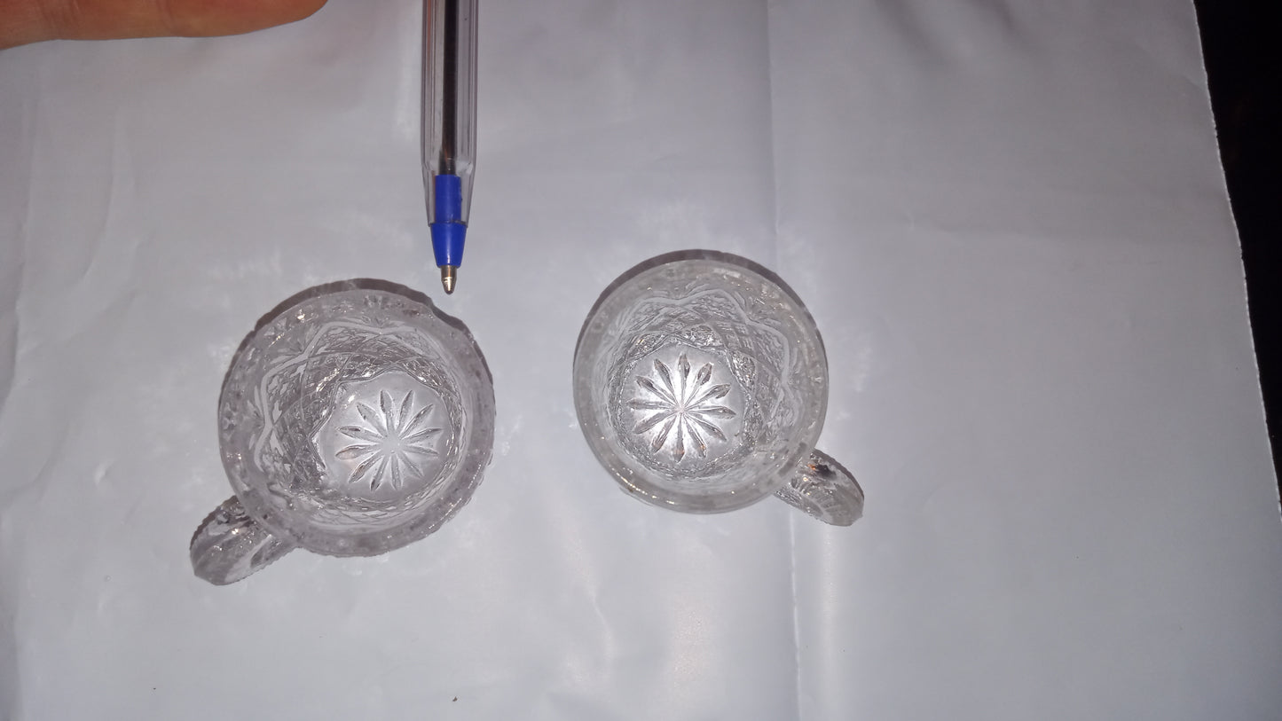 Antique Westmoreland Thumbelina Miniature Punch Bowl Cups  Clear Pressed Glass