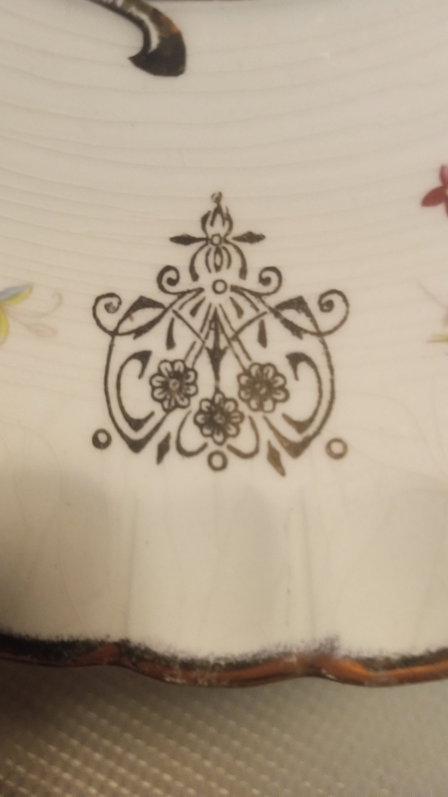 Vintage Avon by Wood & Sons Floral Plate - Alpine White Ironstone Dinnerware - Blue & Gold Scalloped Edge