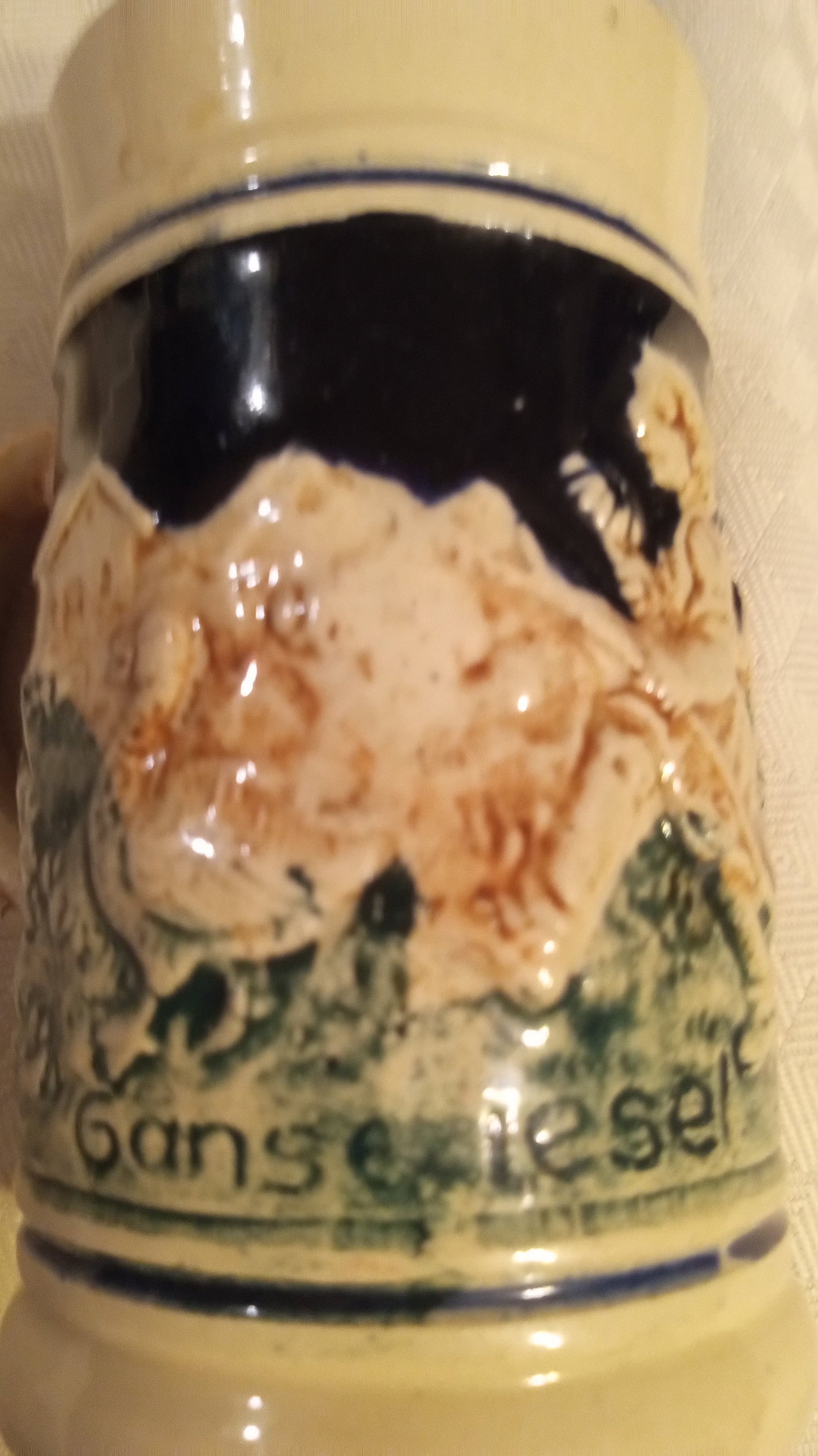 West Germany Miniature Gänseliesel Stein | 1950s Cold War Souvenir Mug | Rare Goose Girl Relief Stoneware