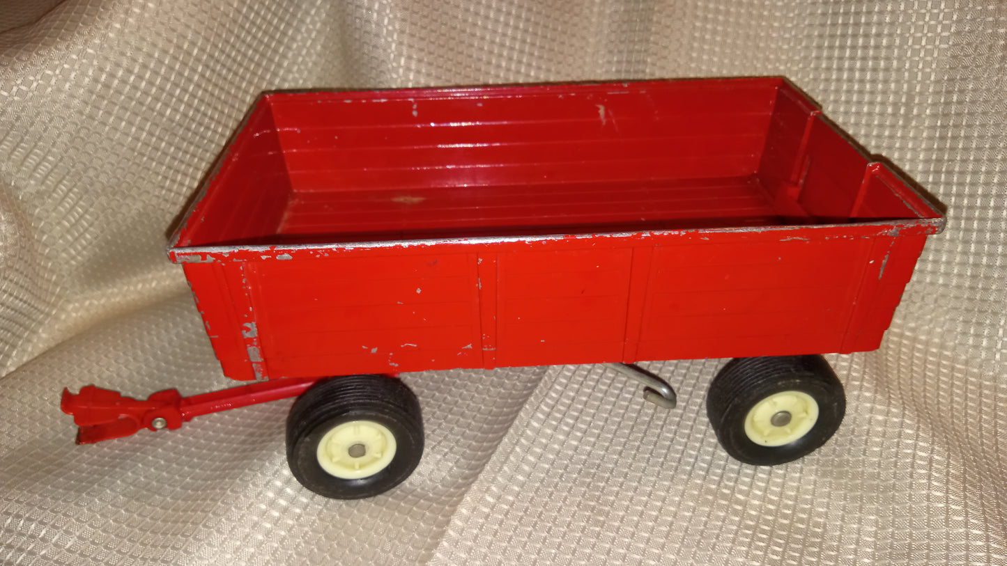 Vintage ERTL Red Dump Wagon 1:16 Scale - Dyersville Iowa Farm Toy - Metal / Pressed Steel