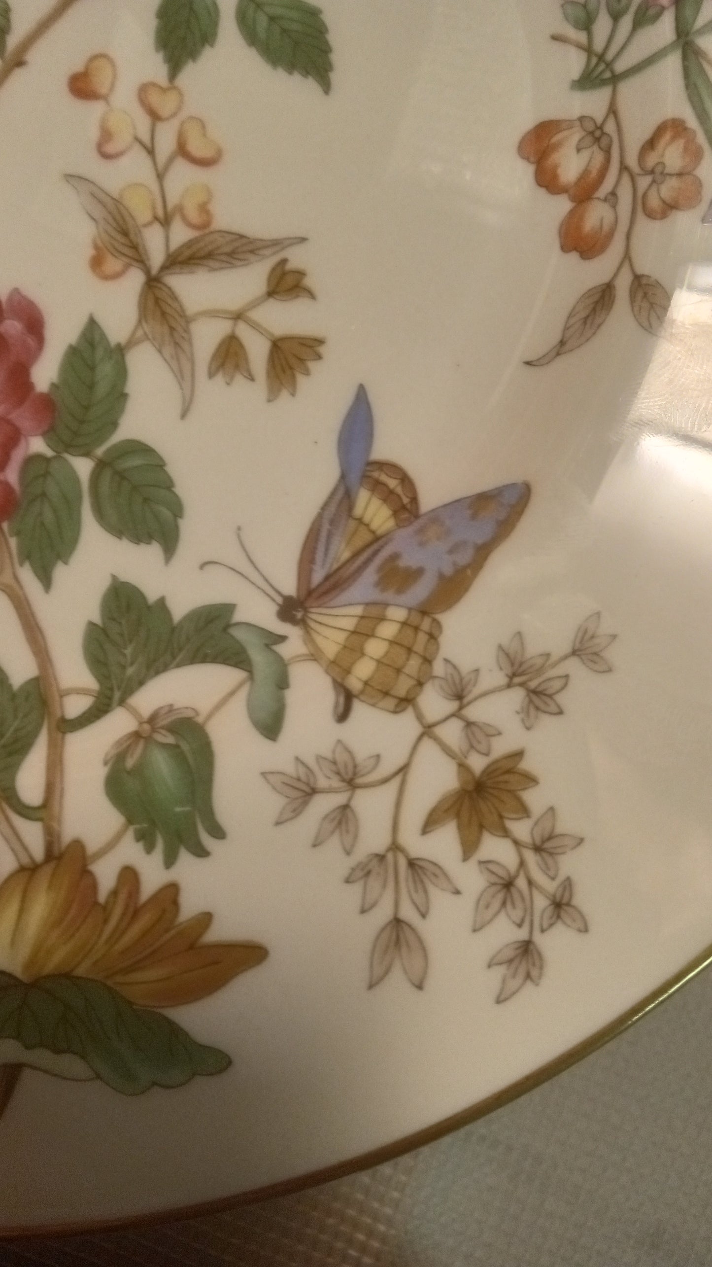 Exquisite Wedgwood Charnwood Bone China Dinner Plate - Hand-Decorated English Garden Florals, Butterflies & Gold Trim