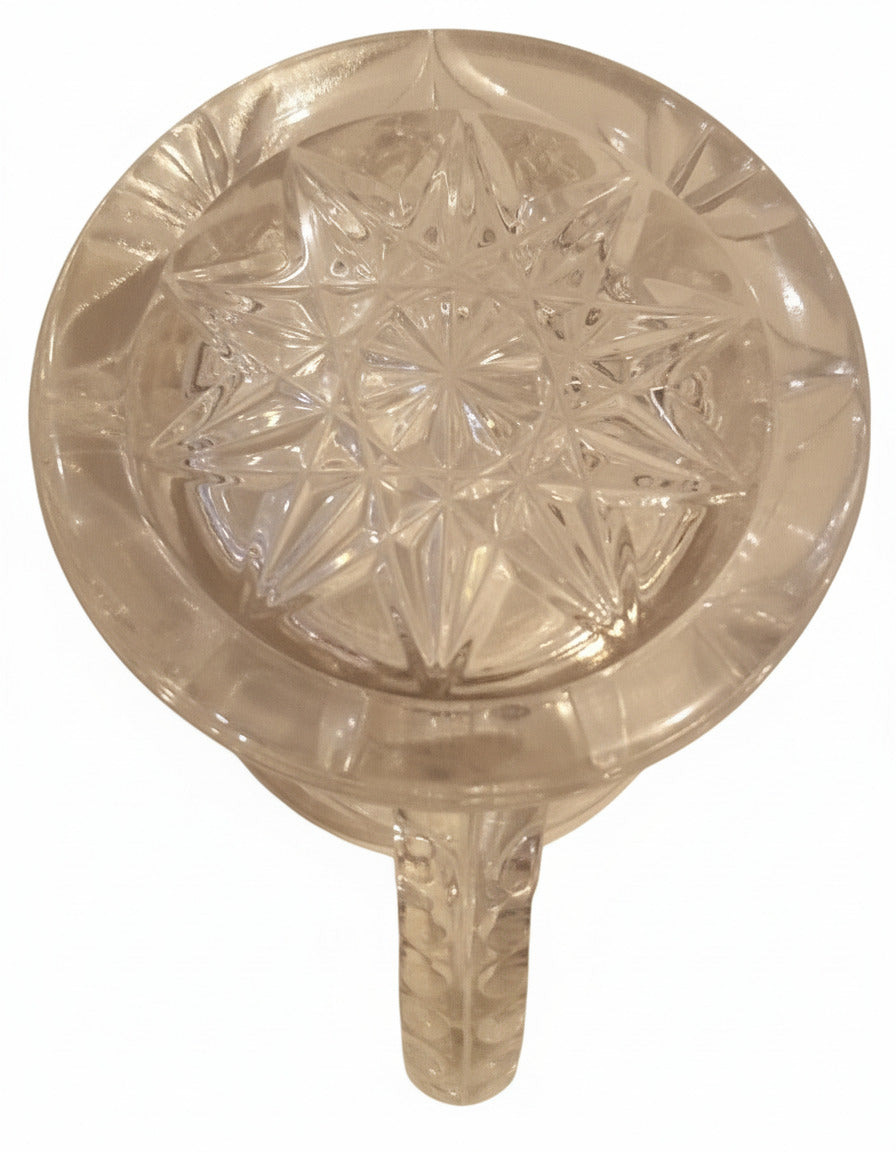 Vintage Pressed Glass Creamer | Starburst & Diamond Cut Design | Elegant 3.5" Pitcher