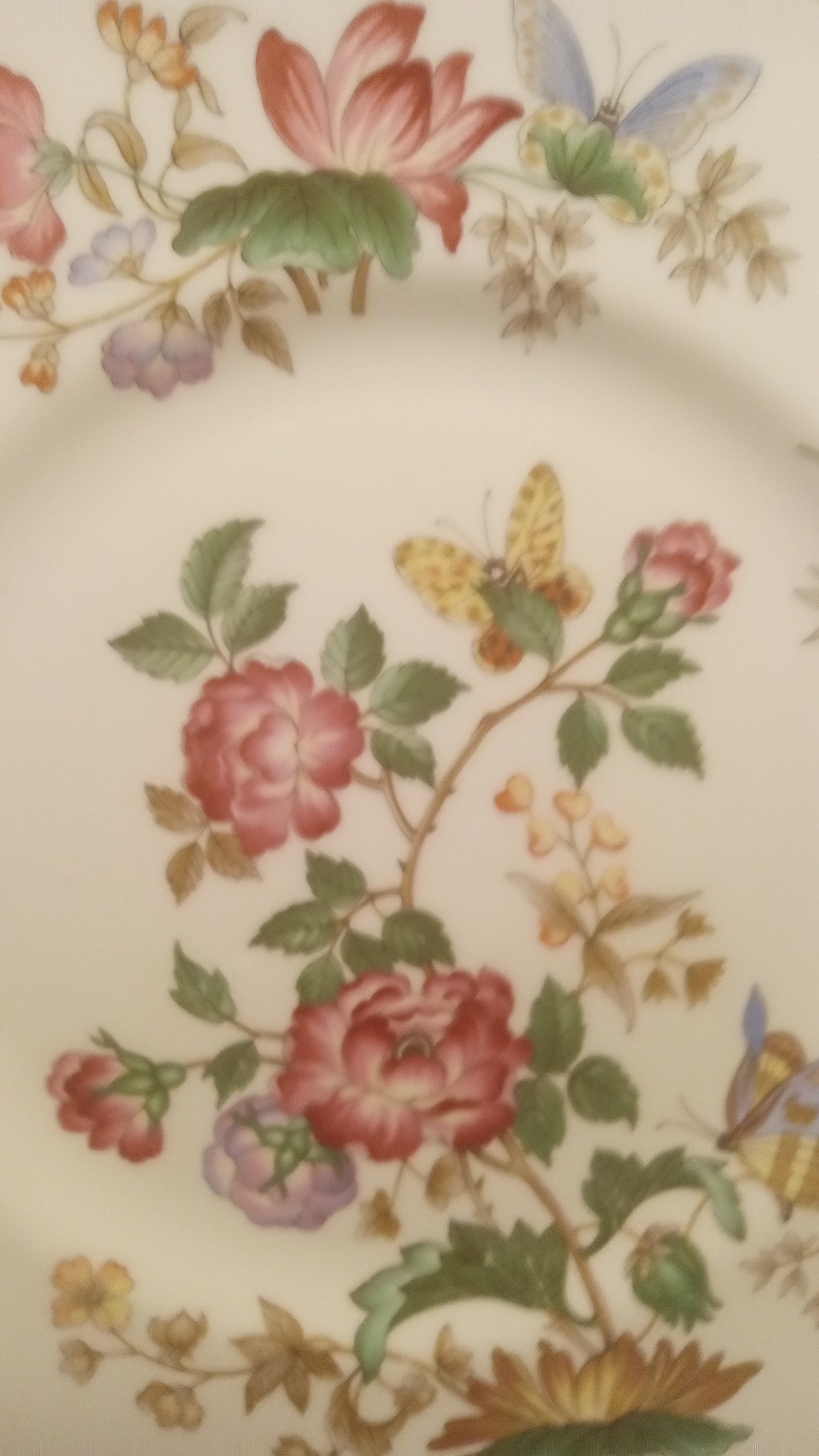 Exquisite Wedgwood Charnwood Bone China Dinner Plate - Hand-Decorated English Garden Florals, Butterflies & Gold Trim