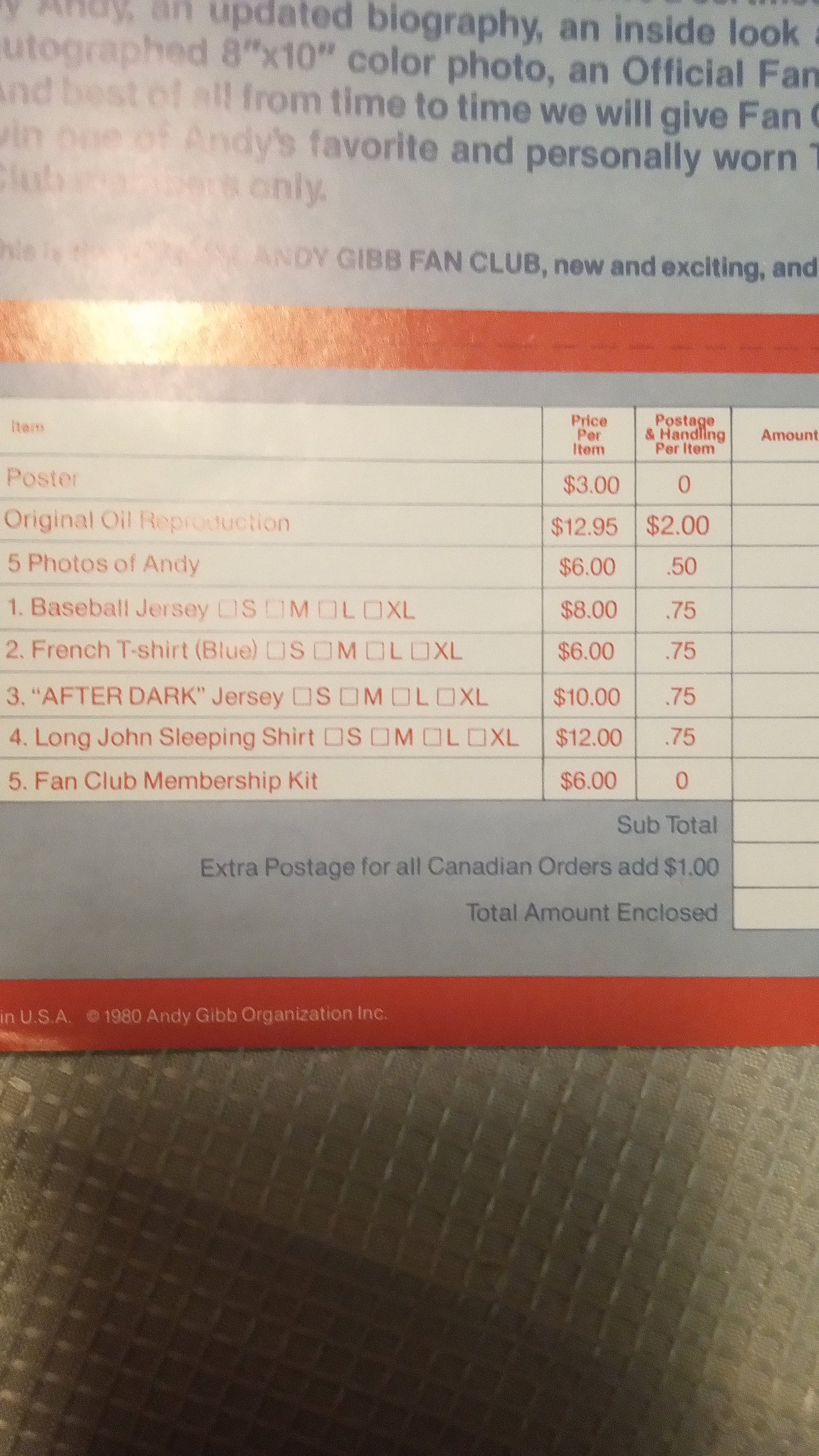 RARE Andy Gibb After Dark LP 1980 | Vinyl Record w/ ALL Fan Club Inserts & Poster