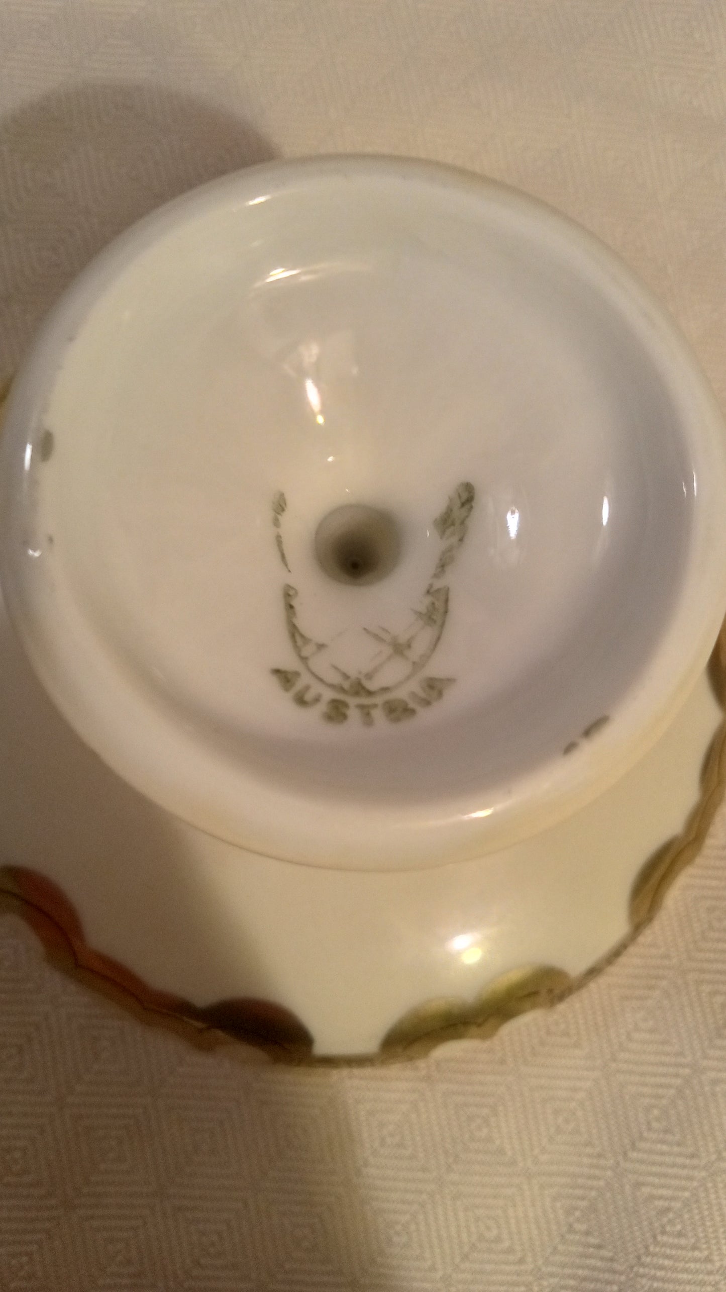 Antique Austrian Porcelain Pedestal Comport | Edwardian Pink Roses Gold Trim | Single Candy Dish, Near-Mint with Patina