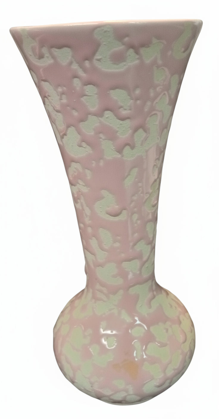 Authentic McCoy USA! Vibrant Pink Popcorn Glaze Vase - Mid-Century Modern American Art Pottery (1950s)