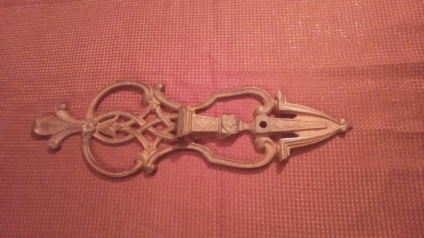 Vintage Ornate Cast Iron Drawer Pull Handle Escutcheon Victorian Style Hardware