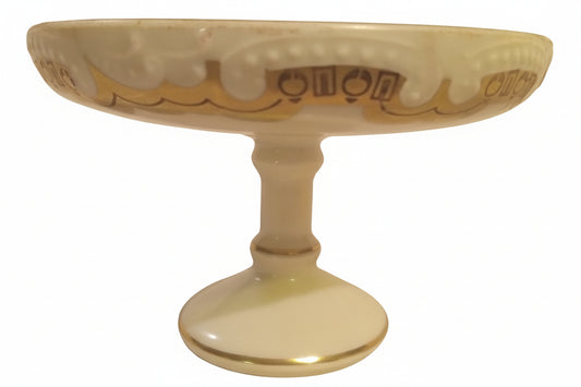 Antique Austrian Porcelain Pedestal Comport | Edwardian Pink Roses Gold Trim | Single Candy Dish, Near-Mint with Patina