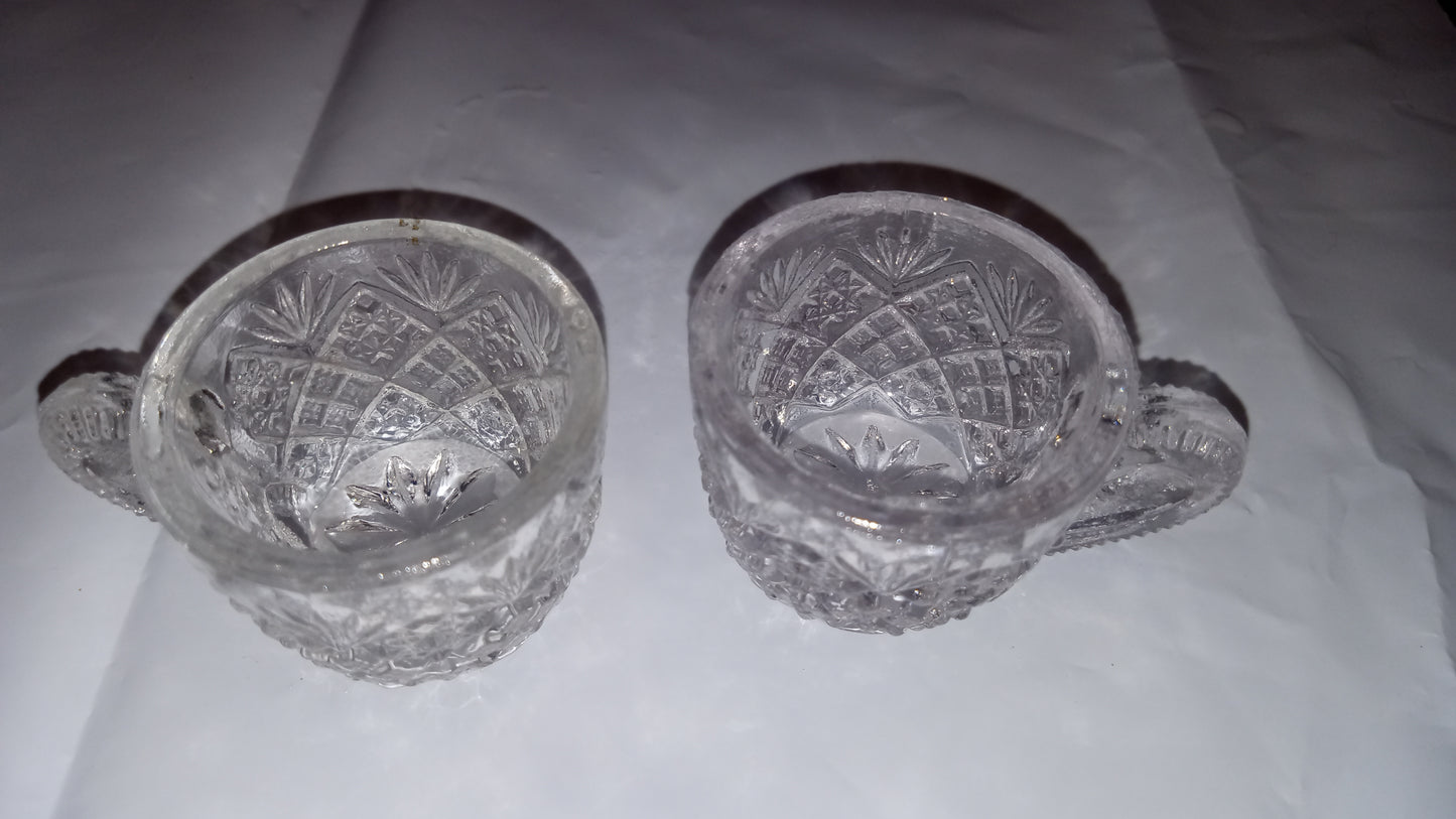 Antique Westmoreland Thumbelina Miniature Punch Bowl Cups  Clear Pressed Glass
