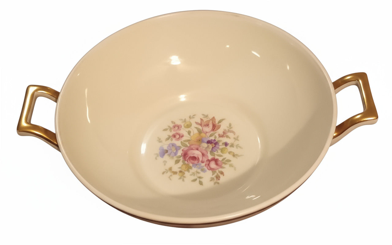 Thomas Ivory Bavaria 'Evelyn' 10" Serving Bowl (1939-1952) | Antique German China Vegetable Nappy w/ Gold