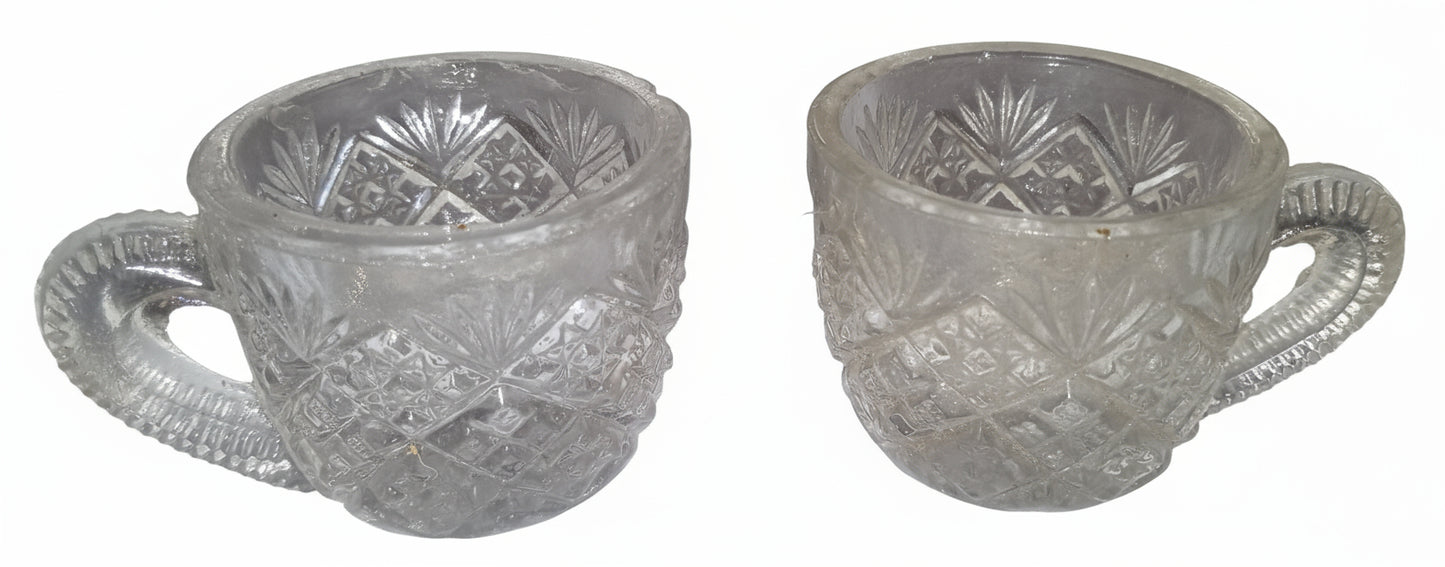 Antique Westmoreland Thumbelina Miniature Punch Bowl Cups  Clear Pressed Glass
