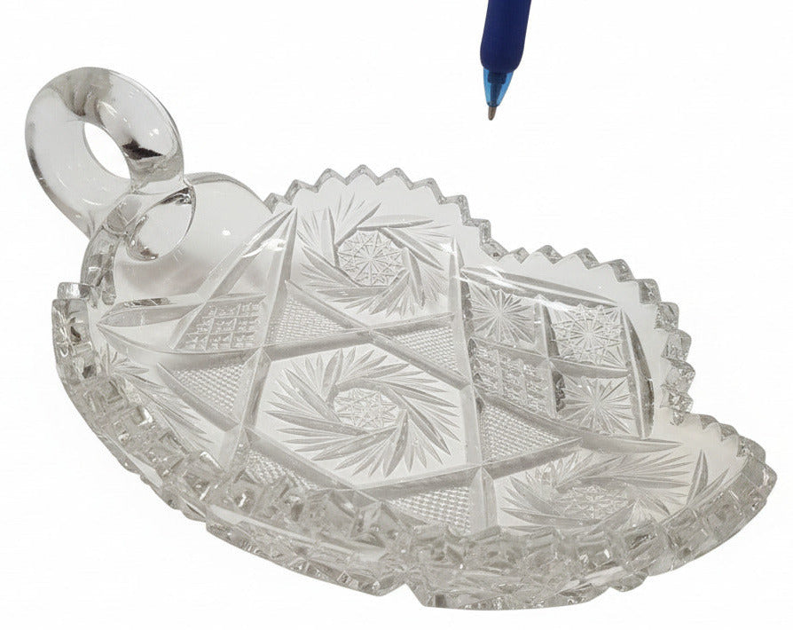 125+ Year Old American Brilliant Cut Glass Nappy Dish | Antique Crystal Serving Bowl with Handle | Rare Early 1900s ABP Collector’s Gem